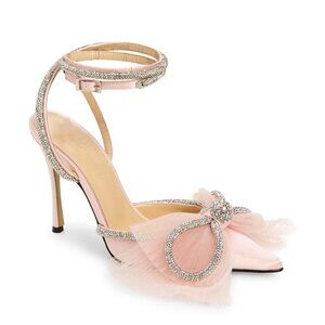 Mach & Mach Double Crystal & Tulle Bow Satin Shoes size EU 41 / US 11 New $1010
